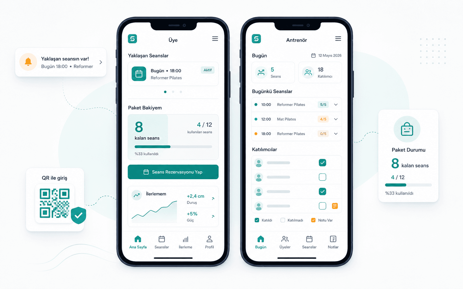 Stuvio eğitmen ve üye mobil uygulaması placeholder